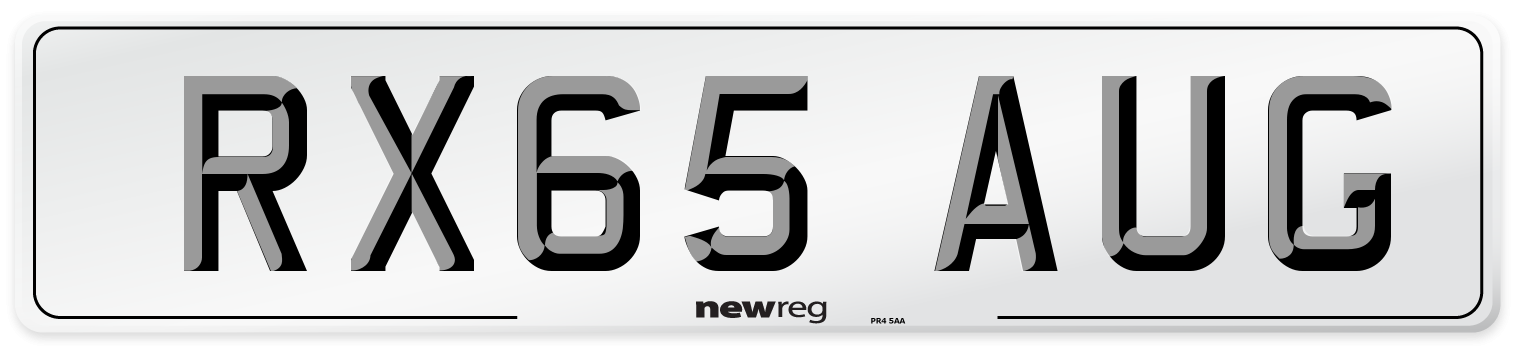 RX65 AUG Number Plate from New Reg